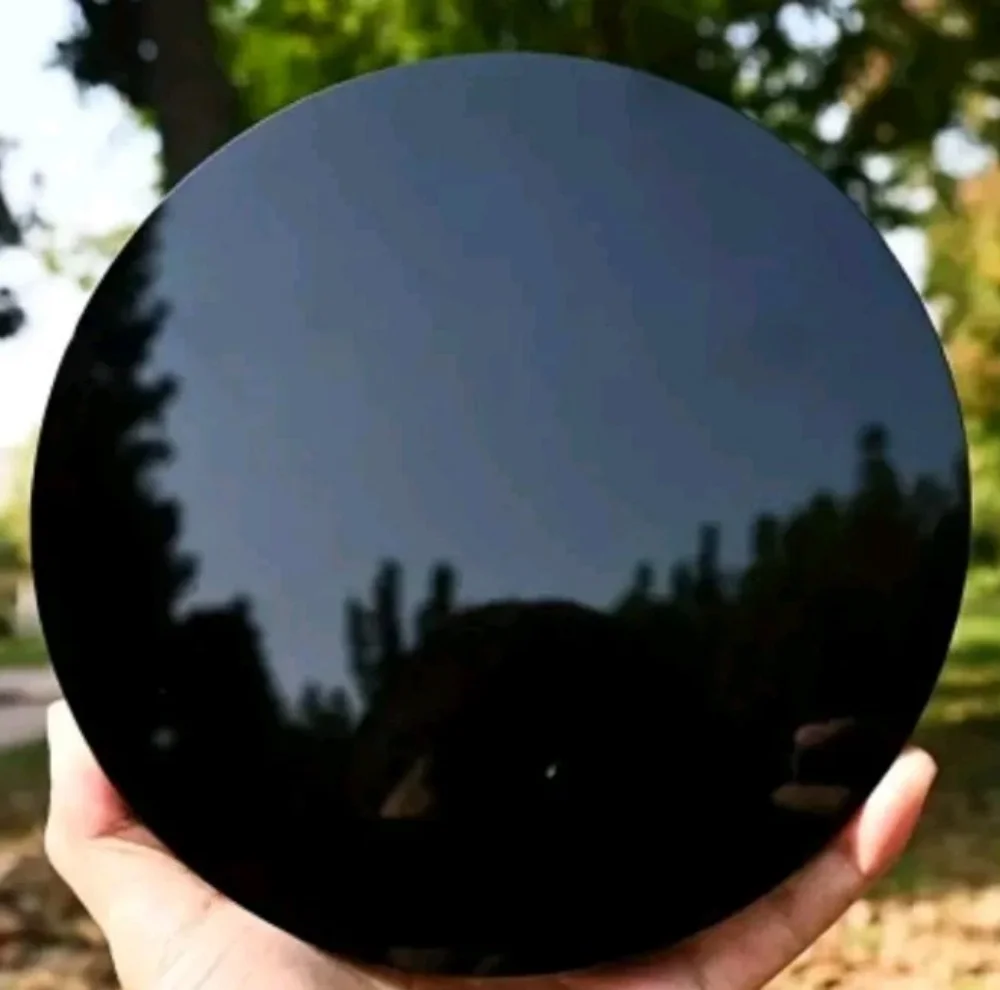 Natural Black Obsidian Mirror, Quartz Crystal Black Mineral Mirror, Psychic Protection Crystal, Divination Mirror