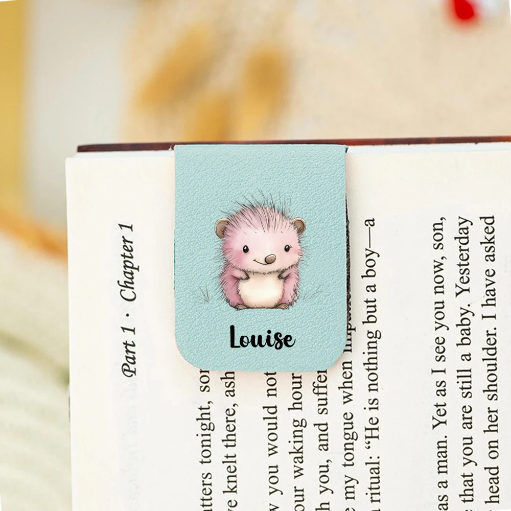 1PC Diy Little bear Customized Name Print Softpink Magnetic Book Mark For Educational Supplies view 3