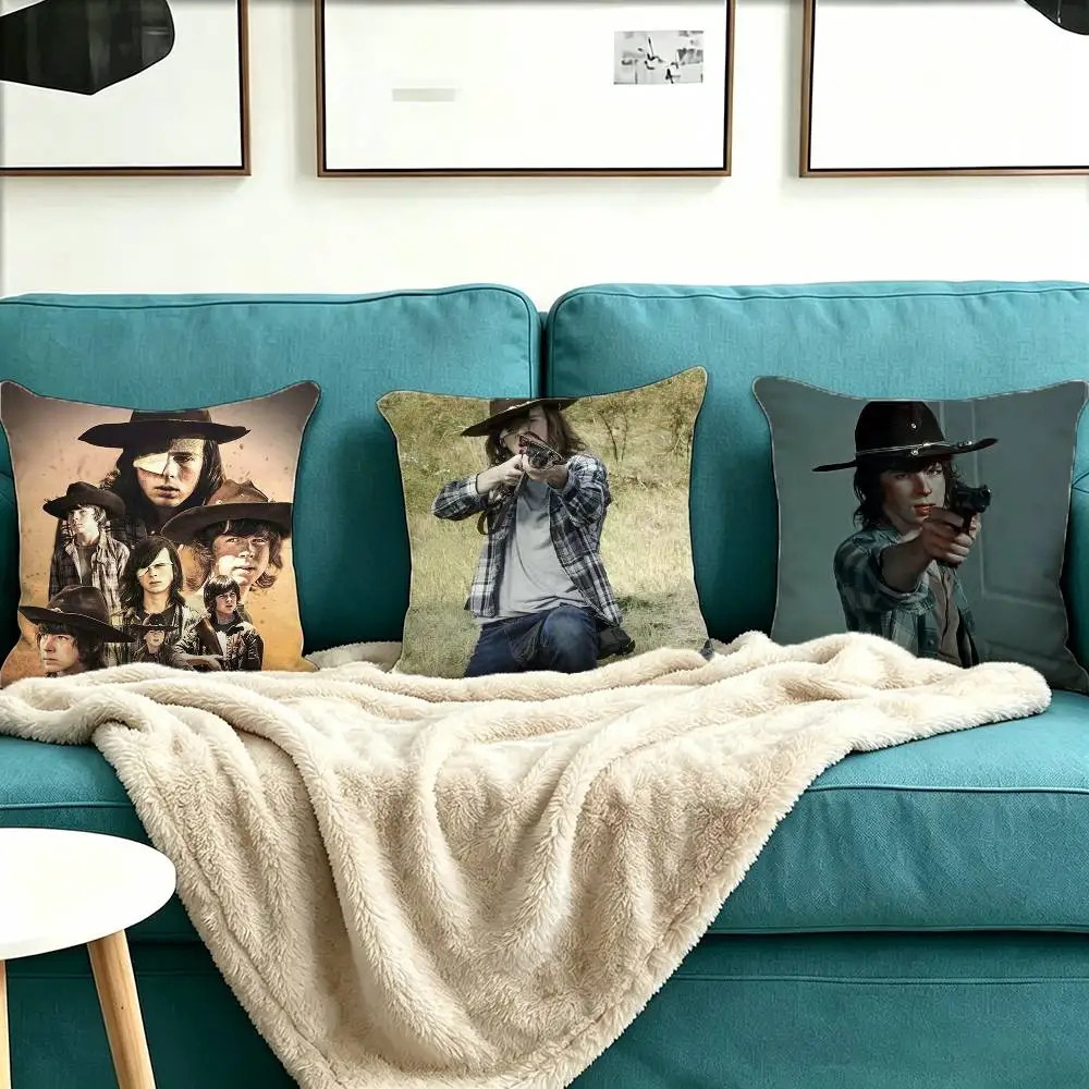 Carl Grimes Classic W-Walking D-Dead Pillow Case Square Double-Sided Sofa Cushion Cover Bedroom Bedside Pillow