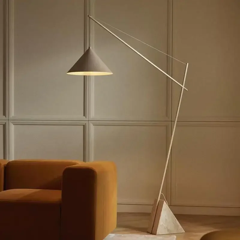 Light French modern hall study bedroom marble fishing floor lamp