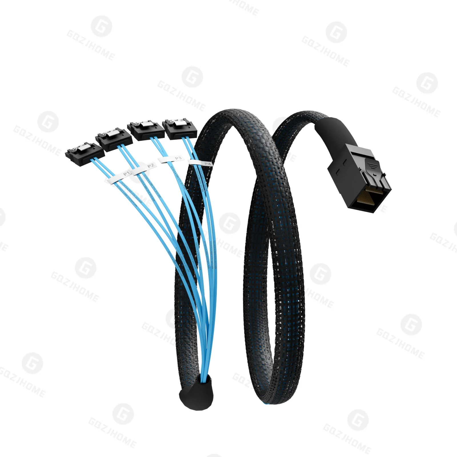 Internal Mini SAS HD Cable SFF 8643 to 4xSATA 7Pin Cable - Mini SAS Cables with Sideband, Compatible with 12Gbps