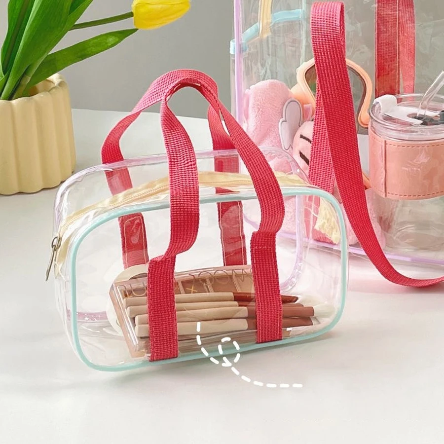 1–2 Stück wasserdichte transparente Reise-Kosmetik-Aufbewahrungstasche für Strandausflüge, Handtasche, Kulturbeutel-Organizer – Detail 2