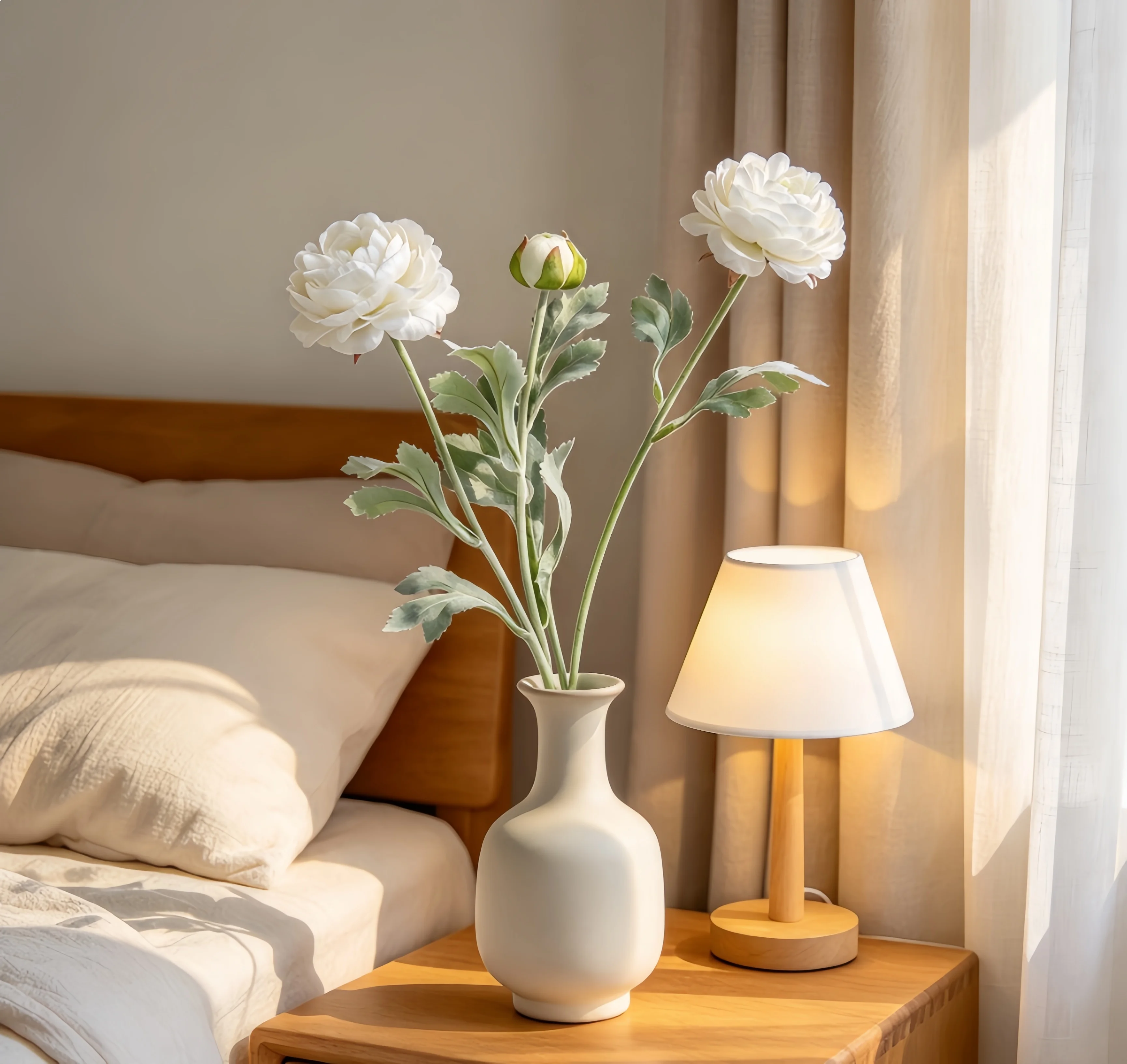1PC simulation 3-head peony and lotus bouquet, flocked artificial flowers for home decor, suitable for living room, bedroom, din