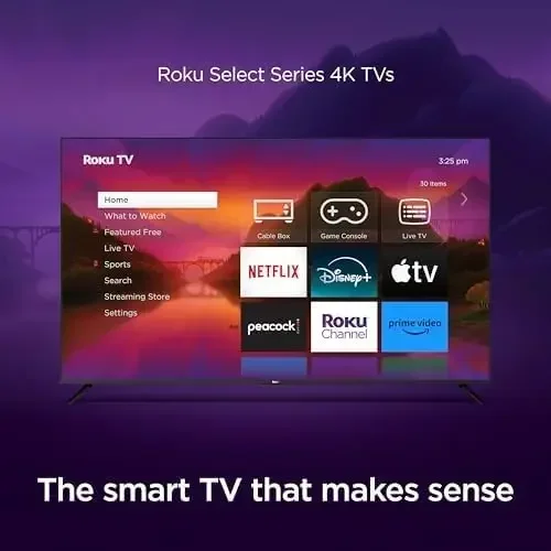 Smart TV – 50-Inch Select Series 4K HDR RokuTV Enhanced Voice Remote, Brilliant 4K Picture, Automatic Brightness, & Seamless