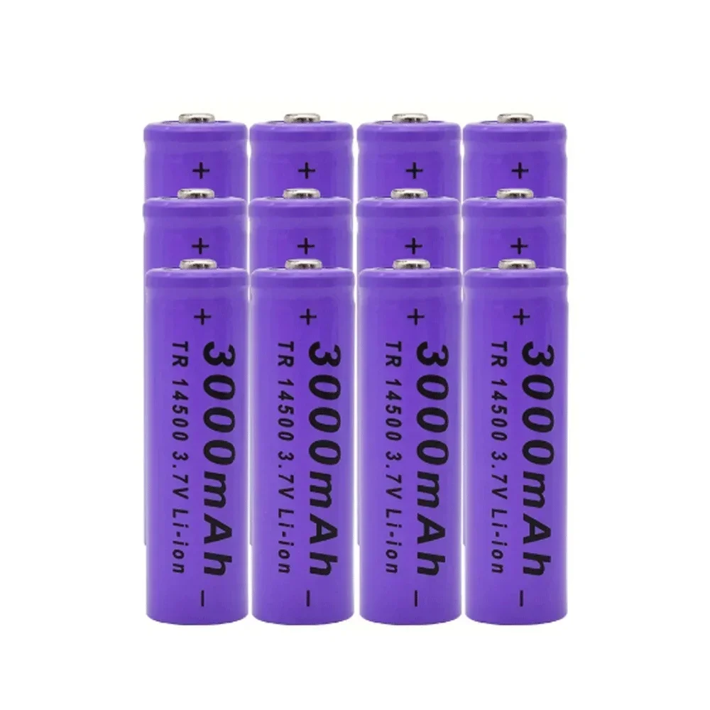 3.7v 3Ah 14500 lithium-ion, 3000mAh AA replacement battery, used for radios, microphones, Electric toys, etc