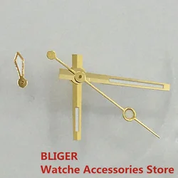 BLIGER 4PCS Gold Small Second Pointer Green Luminous Watch Hands Fit NH37 NH39 Movement