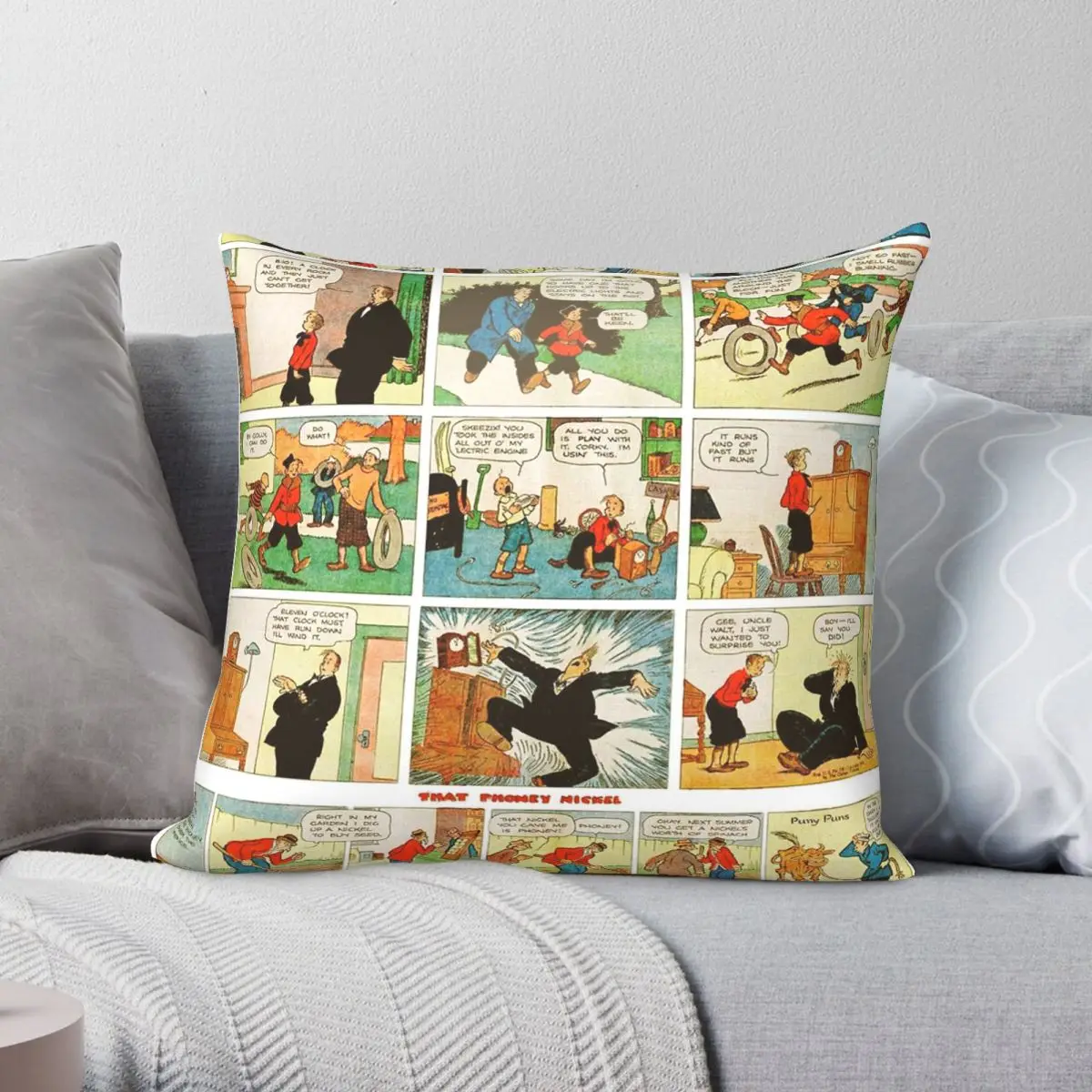 Comic Page Gasoline Alley Square Pillowcase Polyester Linen Velvet Pattern Zip Decor Sofa Seater Cushion Cover Wholesale