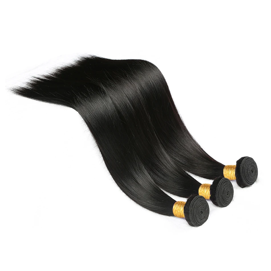 Straight Hair 3 Bundles Peruvian Hair Weave Bundles Remy Hair Extensions Human Hair Weaving 1/3/4 Pieces Soft True to Length