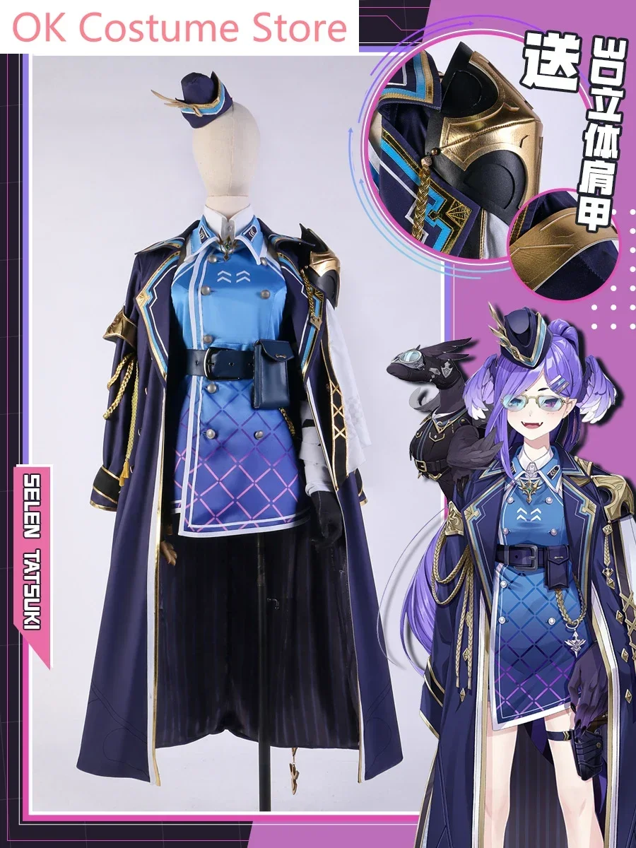 

Anime! Vtuber Nijisanji Obsydia Selen Tatsuki Game Suit Uniform Cosplay Costume Halloween Carnival Party Role Play Outfit
