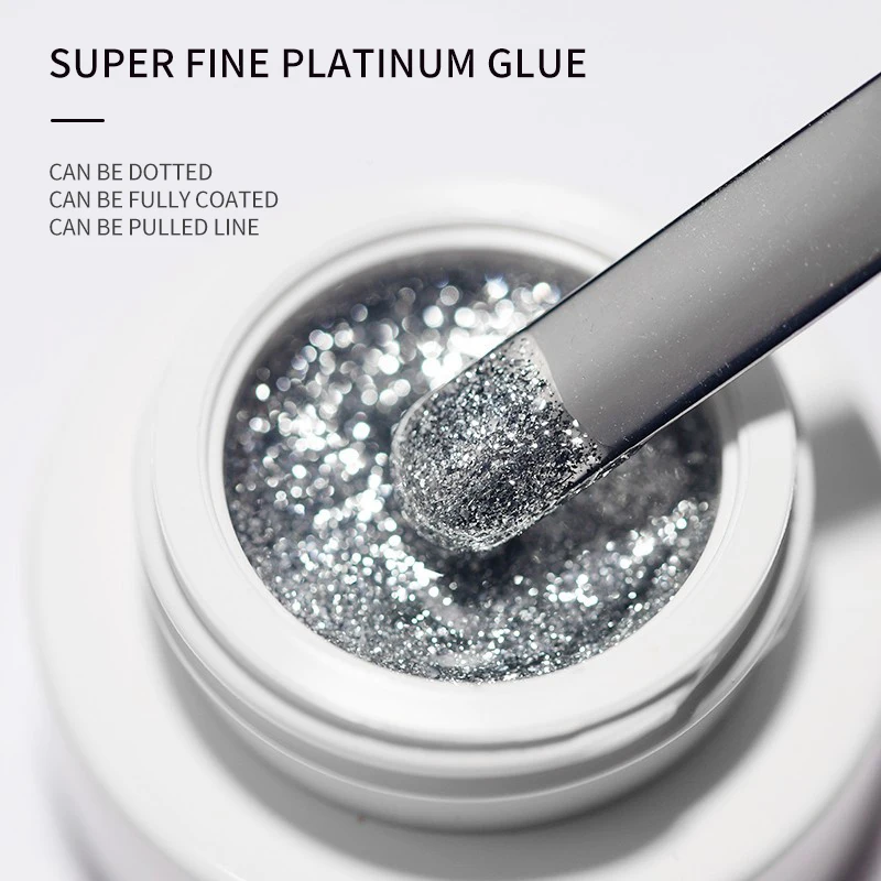 1Jar High Density Glitter Platinum Glue Nail Art Gold Silver Platinum Drawable Line Painted Line Nail Glue 5g UV Gel Varnish #GY