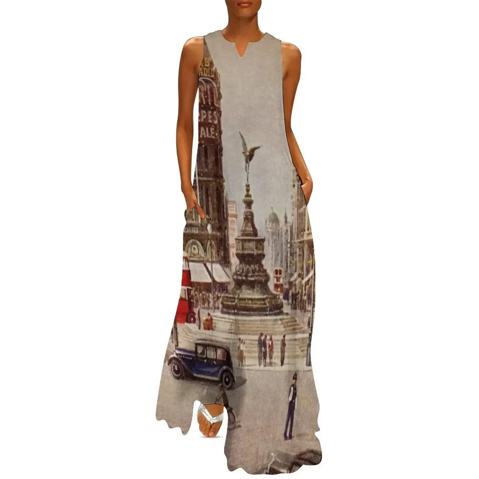 

Vintage Piccadilly Circus London Long Dress Cocktail of dresses Dress