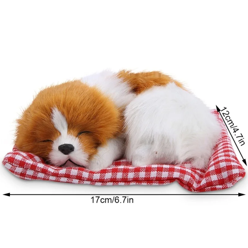 Lovely Kids Stuffed Toys Simulation Animal Doll Plush Sleeping Dogs With Sound Black White