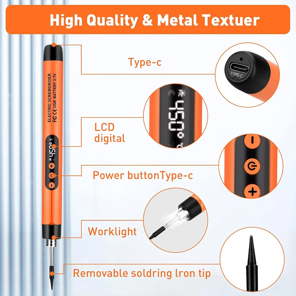 USB Soldering Iron Intelligent Temperature Setting Cordless soldering iron kit With Led Work Light