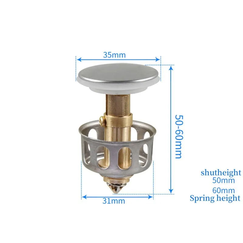 Basin Drains Universal Metal Filter Valve Pop-up Drainer Waste Stopper Bathtub Strainer Plug Hair Catchers Bathroom Accessories image 6