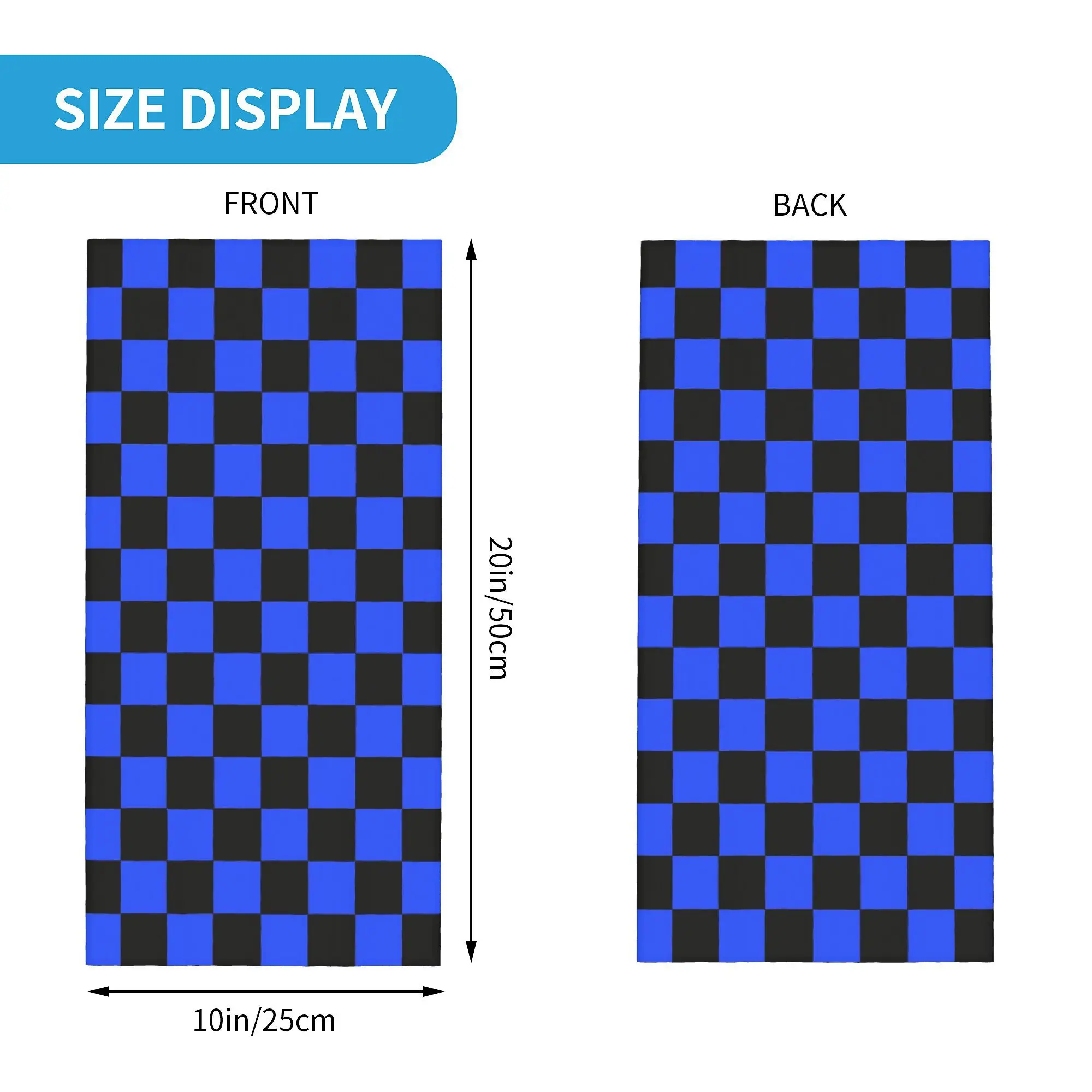 Custom Black And Blue Check Checked Pattern Bandana Neck Gaiter UV Protection Face Scarf Cover Men  Headwear Tube Balaclava