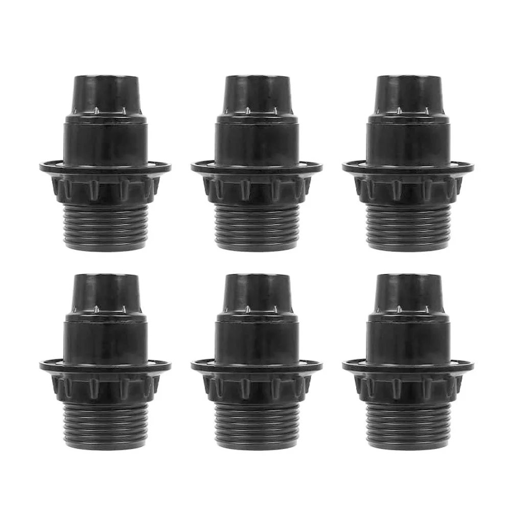 6 Pack E14 Bakelite Threaded Bulbs Lamp Holder LED Incandescent Light Socket Fittings Vintage Half tooth Lamp Base for Lampshade