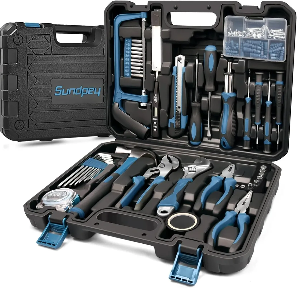 

Sundpey Home Tool Set 148 шт. — бытовой базовый портативный набор инструментов для ручного ремонта с футляром для мужчин и женщин