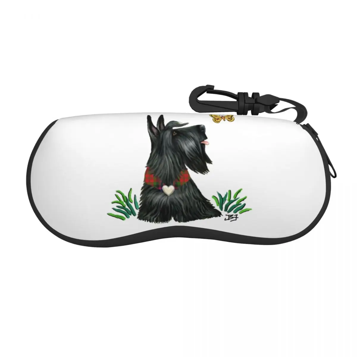 Custom Scottish Terrier Watching A Butterfly Glasses Case Portable Scottie Dog Shell Eyeglasses Case Sunglasses Box