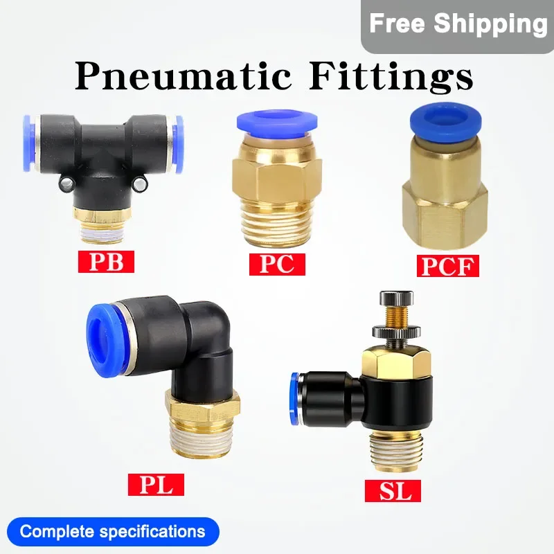 

50 PCS PB/PC/PCF/PL/SL Series Pneumatic Quick Fitting Push In Connect OD 4mm 6mm 8mm 10mm 12mm Thread 1/4' 1/8' 3/8' 1/2' BSPT