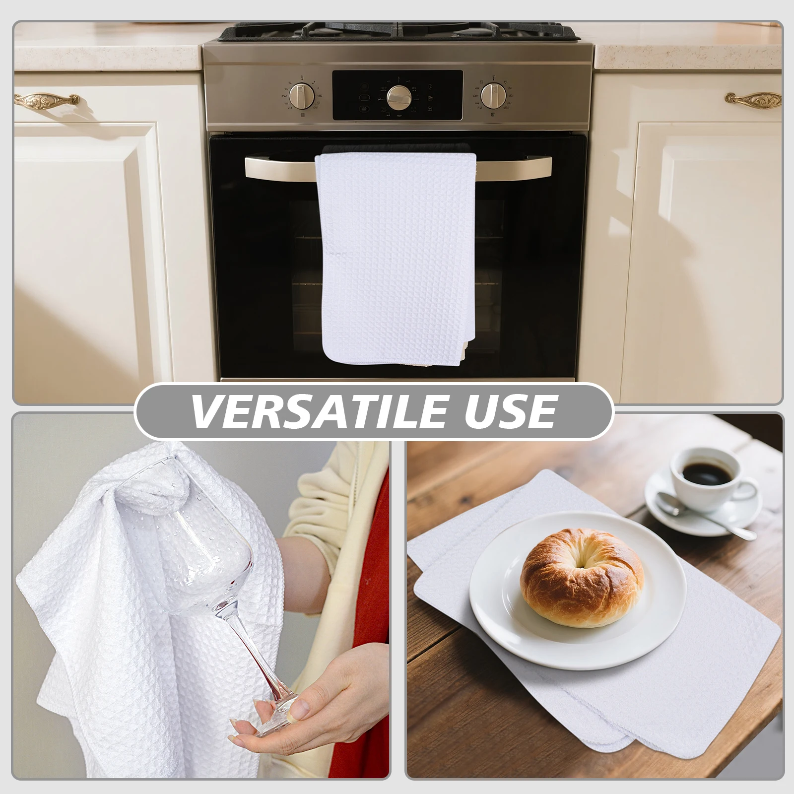 Household Microfiber Kitchen Dish Towel Hand Towel Kitchen Cleaning Cloth Waffle Weave Cloth Quick Drying 16inX24in 3 Pack