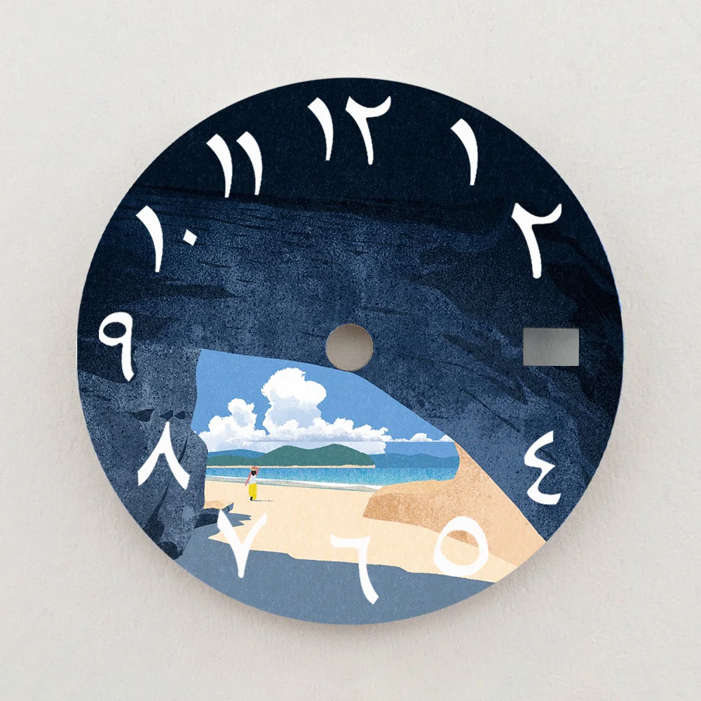 28.5mm NH35 Dial Cave Beach Ocean Landscape Dial Luminous Dial NH36 Dial Watch Accessories Fits NH35/NH36 Movements Custom LOGO