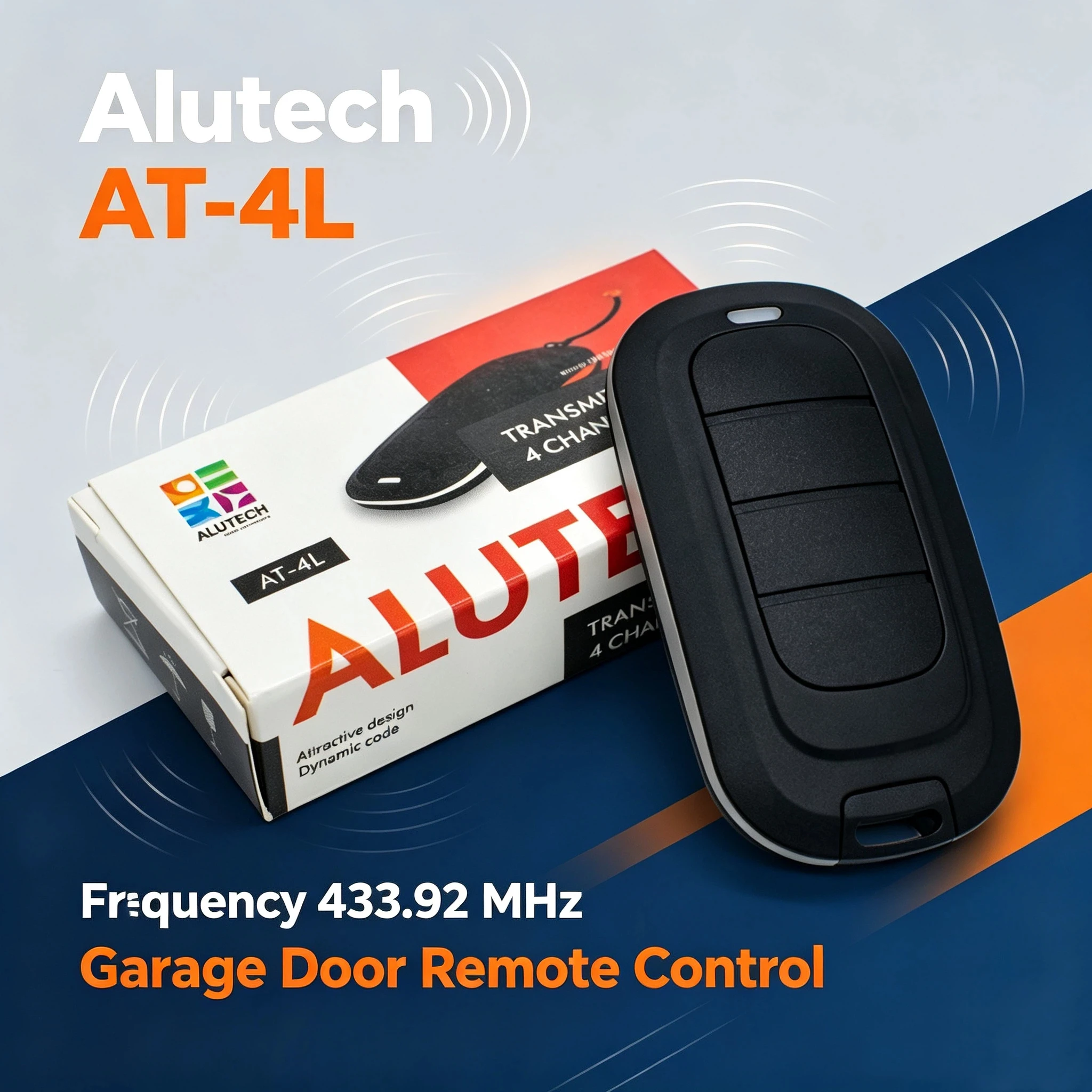 Alutech AT‑4L 433MHz 4‑Channel Garage Door Remote Control Compatible with AR‑1‑500 500N & AN‑MOTORS Gate Opener