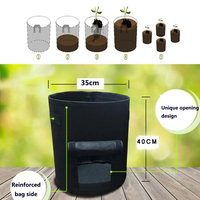 35*40cm 10 Gallon Plant Grow Bags Potato Fabric Flower Pot Planting Gardening Jardin for Garden Tools A4