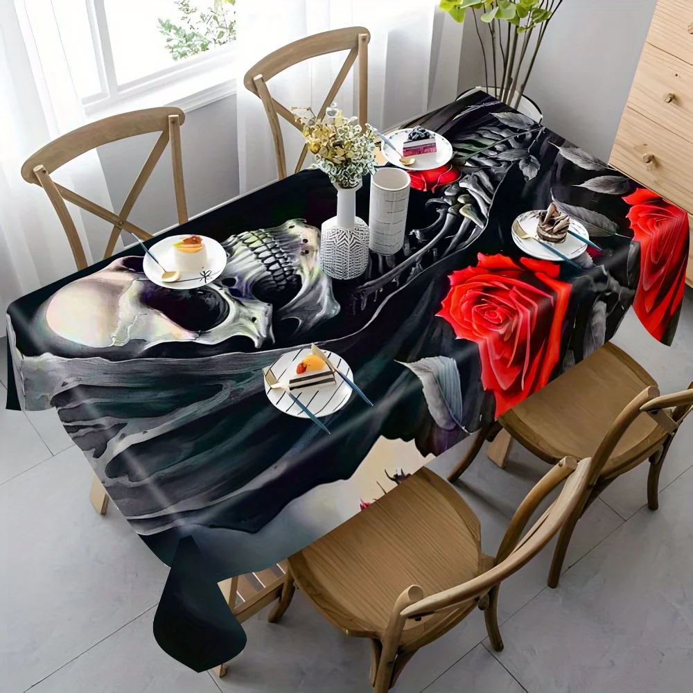 Dark skeleton print. Square and rectangular tablecloths, modern and simple stylish tablecloth and coffee table cloth.zyc