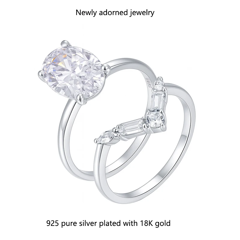 

Набор из двух серебряных кусочков S925 с кольцом из муассанита овальной формы диаметром 4,5 карата, дотошное изготовление элегантностью. В настоящее время