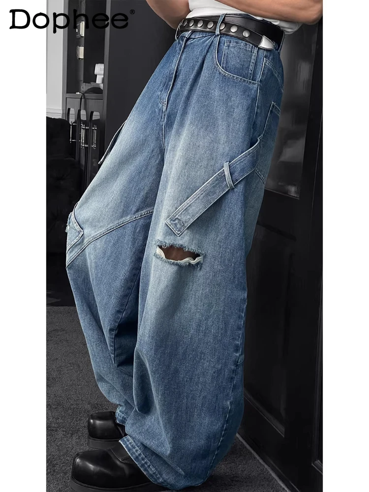 

Мужские джинсы с дырками, новинка весны 2026, модные, свободные, удобные, прямые, универсальные, стильные джинсовые брюки