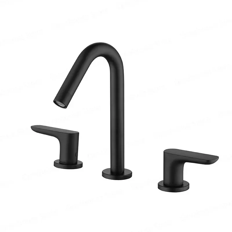 

Stainless Steel Bathroom Faucet Set Dual Handles 3-Hole Basin Sink Tap with Cold And Hot Water Mixer for Bathtub