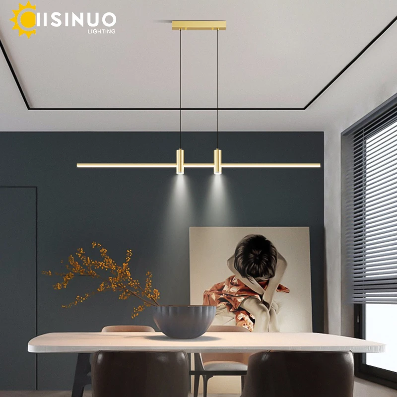 Imagem -03 - Luz Pingente Led Ajustável Haning Linear Lustre Preto Ouro Luminária para Escritório Sala de Jantar Decoração 110240v