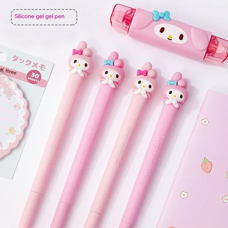 Sanliou Neutral Pen Melody Kitty Cat Corner Cartoon High Beauty Primary School Lovely Silicone Black Water Pen Stu Stationery