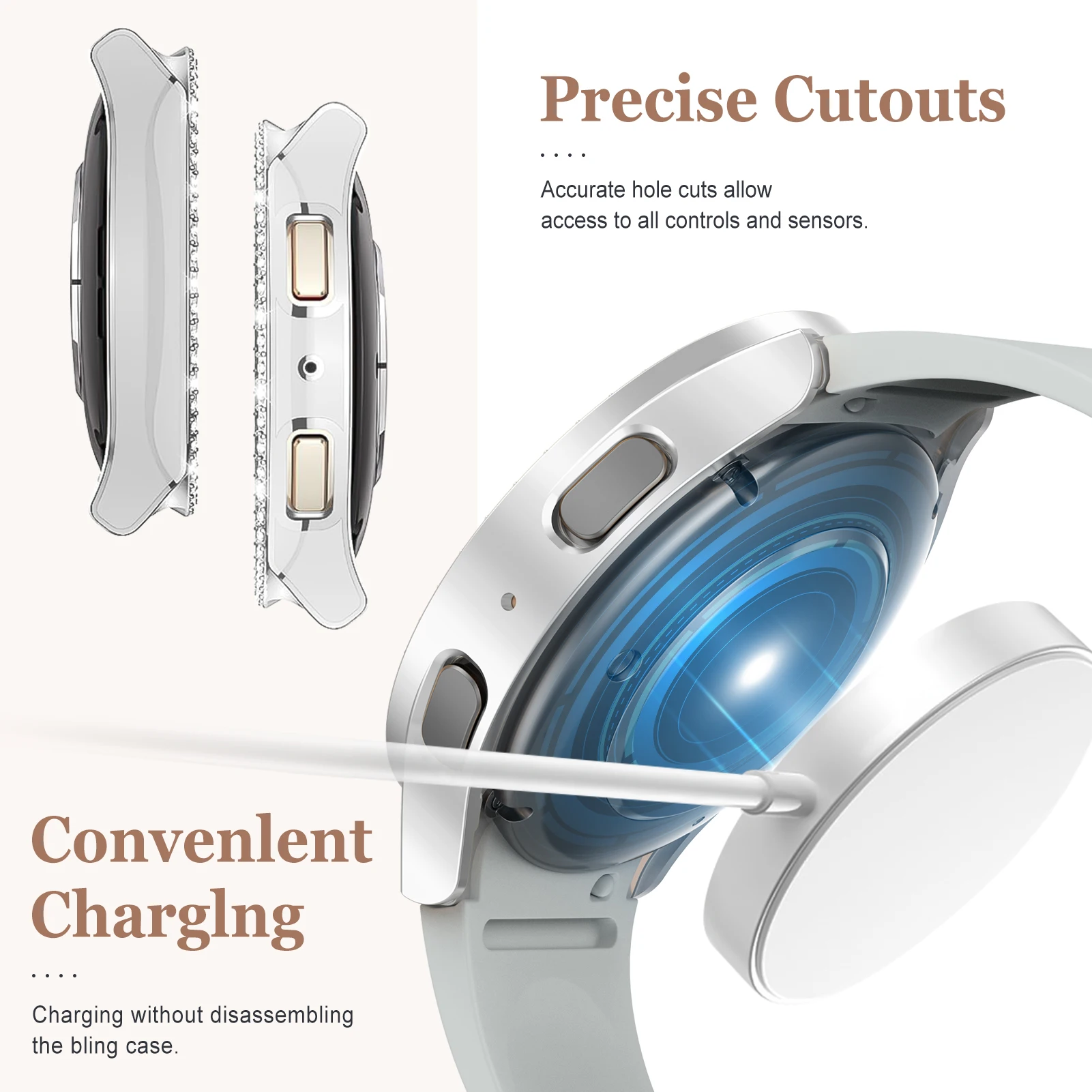 حافظة زجاجية + ماسية لساعة سامسونج جالاكسي 7 6 5 4 44 مللي متر 40 مللي متر ملحقات واقي للشاشة غطاء ممتص الصدمات الشامل جالاكسي watch7