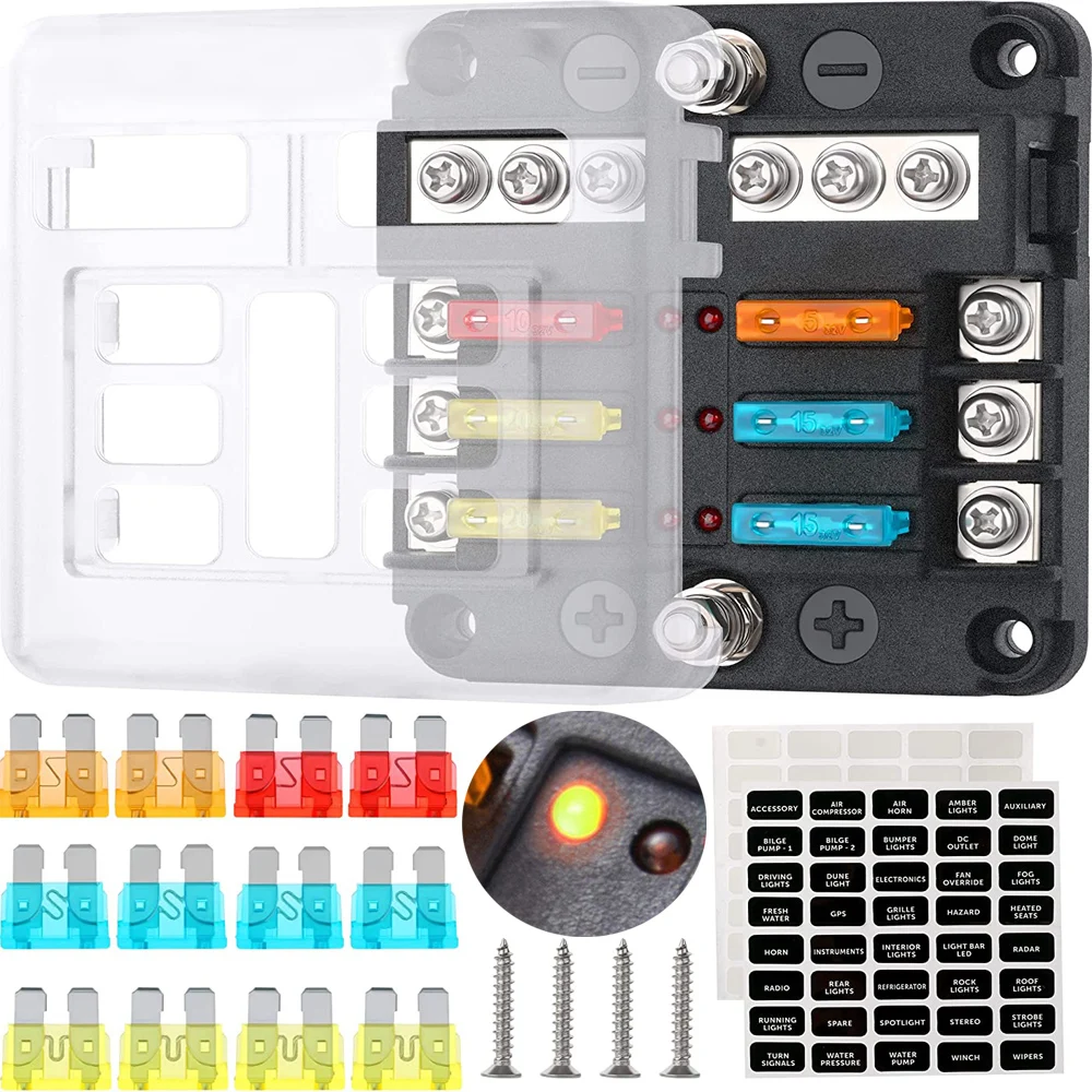 

6 Way Blade Car Accessory Waterproof Vehicle Truck Boat Fuse Box Holder Panel Board