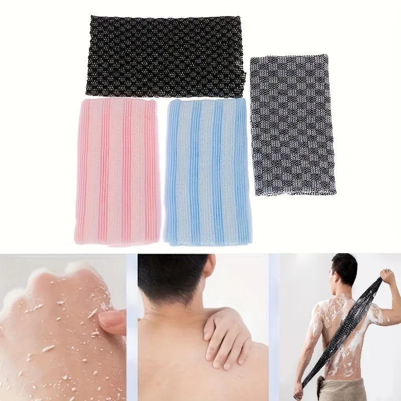 1/2 قطعة من منشفة حمام مقشرة - إسفنجة تنظيف وتدليك مزدوجة الجوانب، أداة استحمام/حمام للرجال والنساء، ملحقات للعناية اليومية