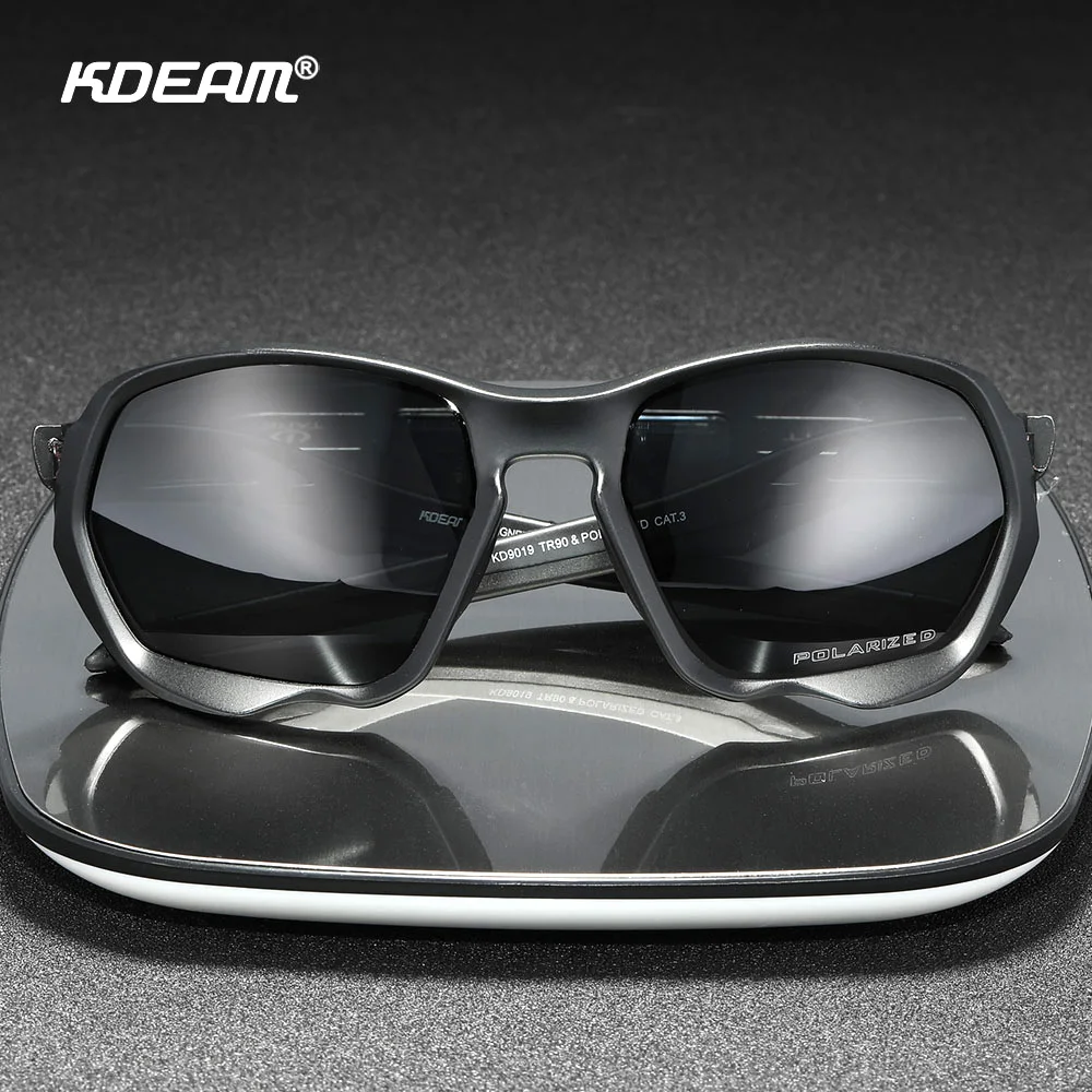 KDEAM Impeccable Matched Shape Men's Sunglasses Polarized Biking Sun Glasses TR90 Material Ergonomic Design Temples