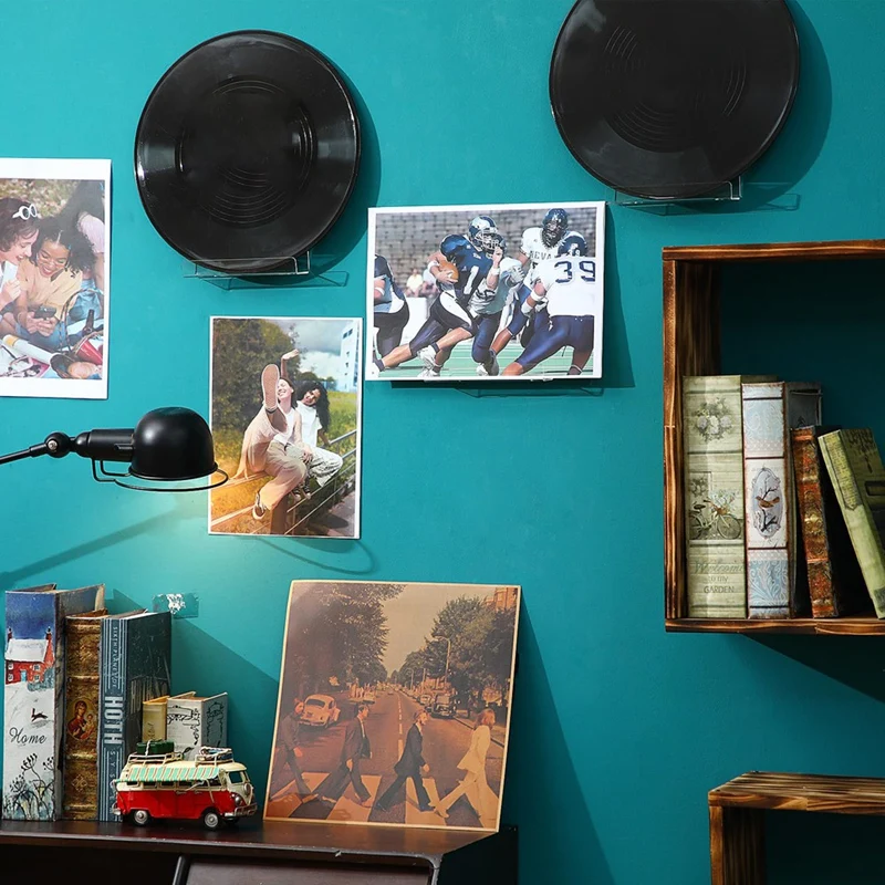 24 Pieces 7 Inch Adhesive Vinyl Record Holder Clear Album Record Wall Mount Floating Vinyl Record Shelf For Collection