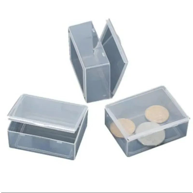 50pcs inside 5.3*4*1.9cm Transparent plastic box rectangular small storage tool parts box mini covered medicine box