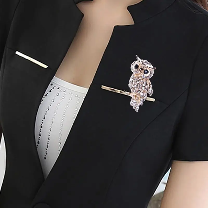 Owl Brooch Pin Created Rhinestone Crystal Owl Fashion Brooch Owl Brooch Pin Scarves Shawl Clip For Women Ladies