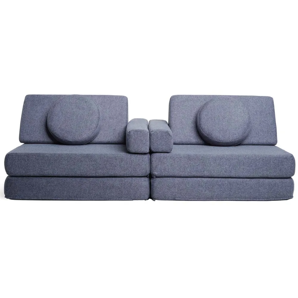 Sofa Modular Anak, Set Sofa Busa 10 Bagian, Dapat Dilipat, Dapat Dicuci, untuk Ruang Bermain & Ruang Tamu