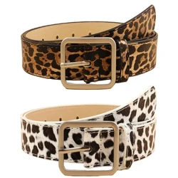 Leopard Print Pu Belt Unisex Fashion Personality Simple Design Pin Buckle Girdle Goth Retro Hip Hop Y2k Female Waistband