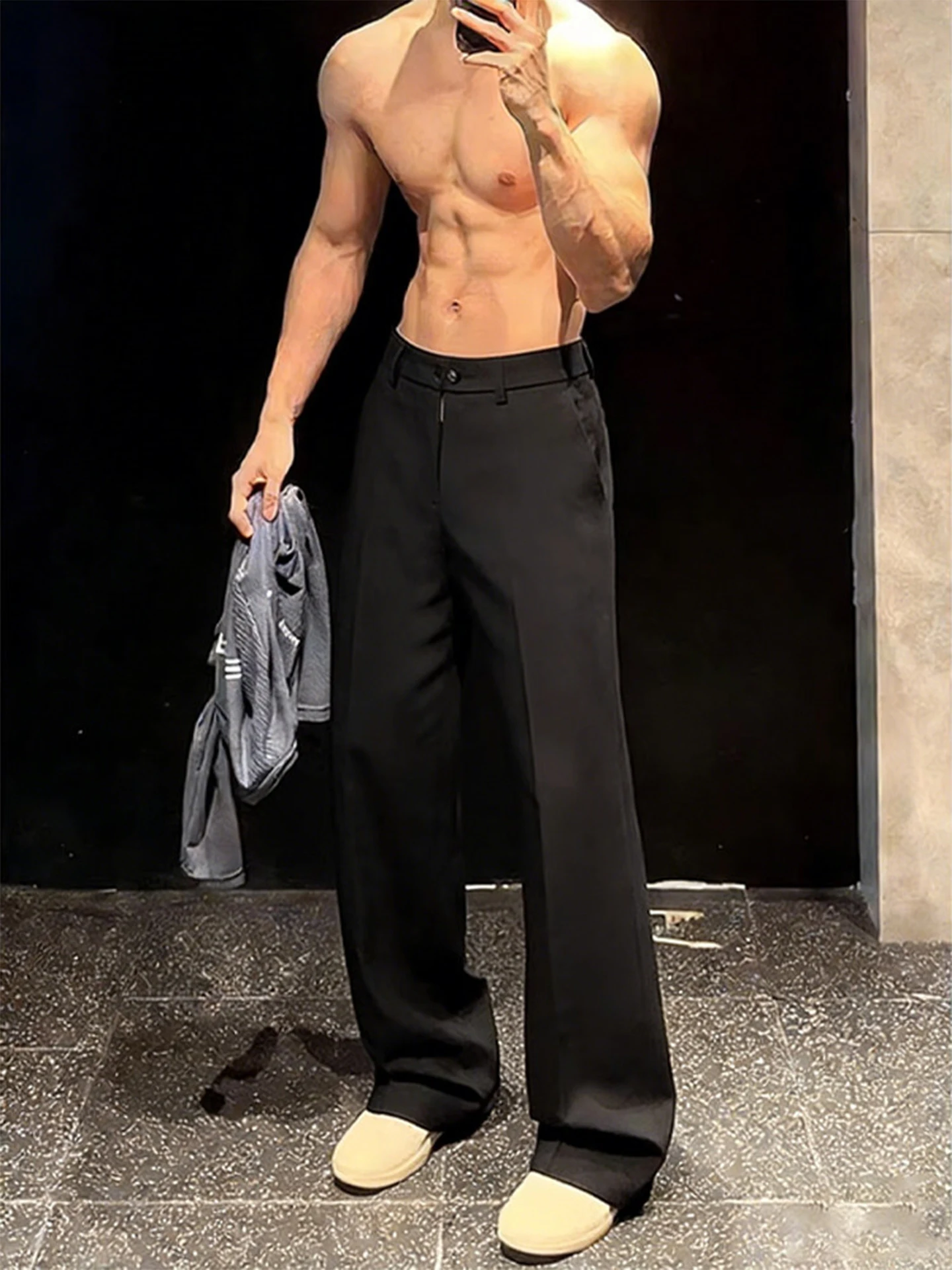 

Cleanfit Bla Blade Men's Casual Pants Spring Season High Waist Straight Leg Slimming Flared Trousers Casual Polyester Fiber