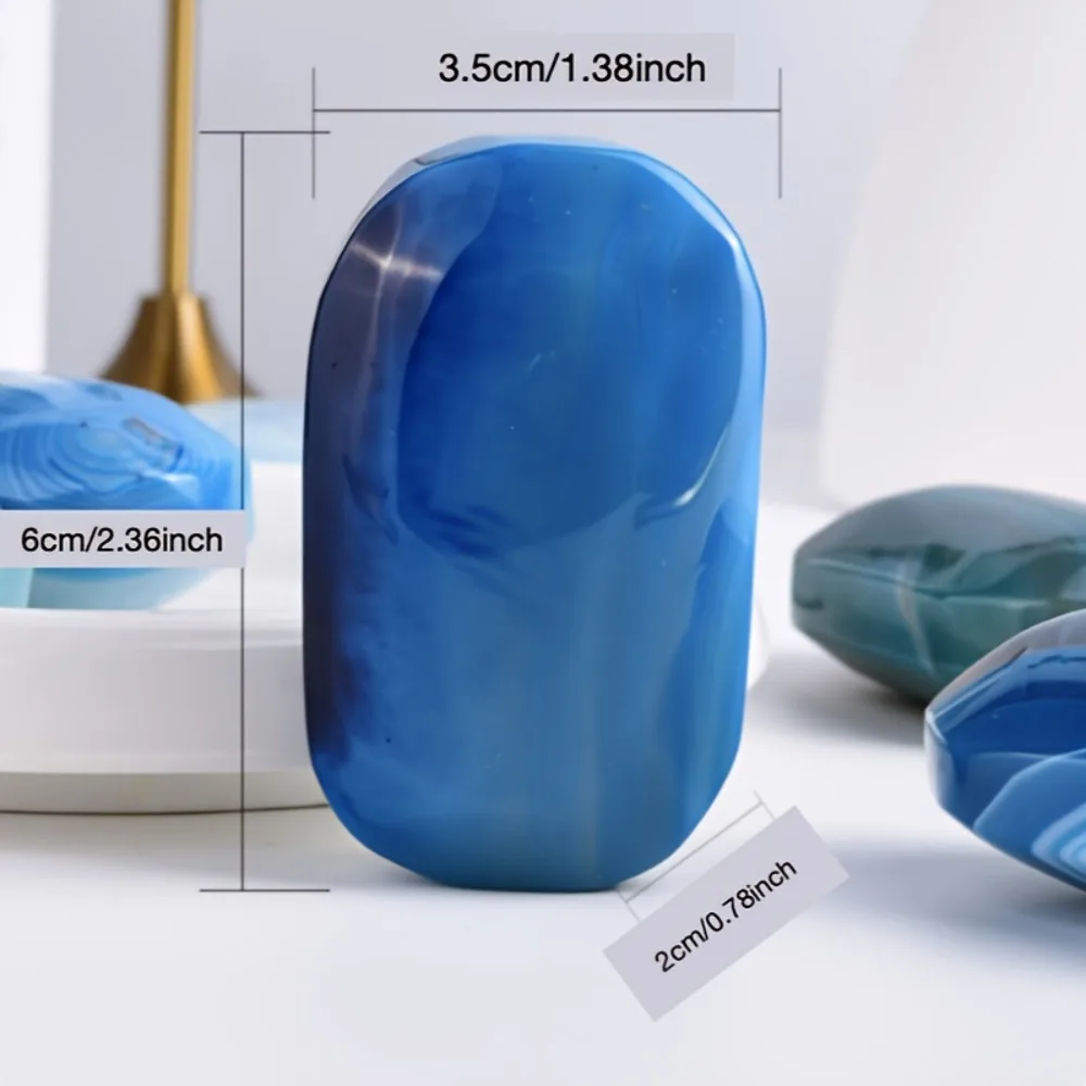 1PC Crystal Blue Lace Agate Palm To Play Plum Stone Crystal Hand Polished DIY Gift Home Decoration