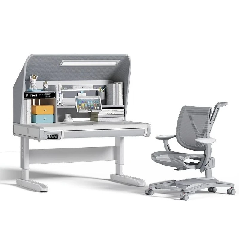Intelligent interactive voice electric lifting study table and chair set desk