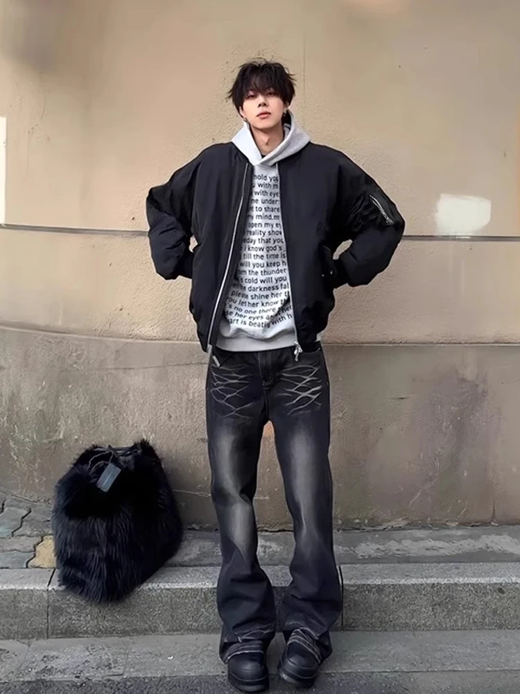 

Cleanfit American Sle Men's ort Flight Jaet MA Baseball irt Spring Autumn Trendy Brand Warmth Outerwear Polyester Fiber
