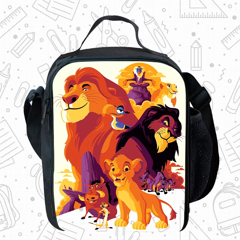 

Сумки для обеда Disney для детей, школьные сумки для пикника с рисунком Короля Льва для девочек и мальчиков, изоляционная сумка-холодильник для детей от 4 до 10 лет