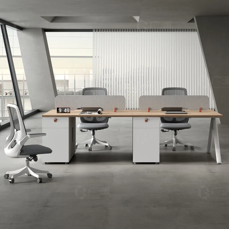 

Office furniture, single simple double staff station, financial office desk and chair combination 4 people