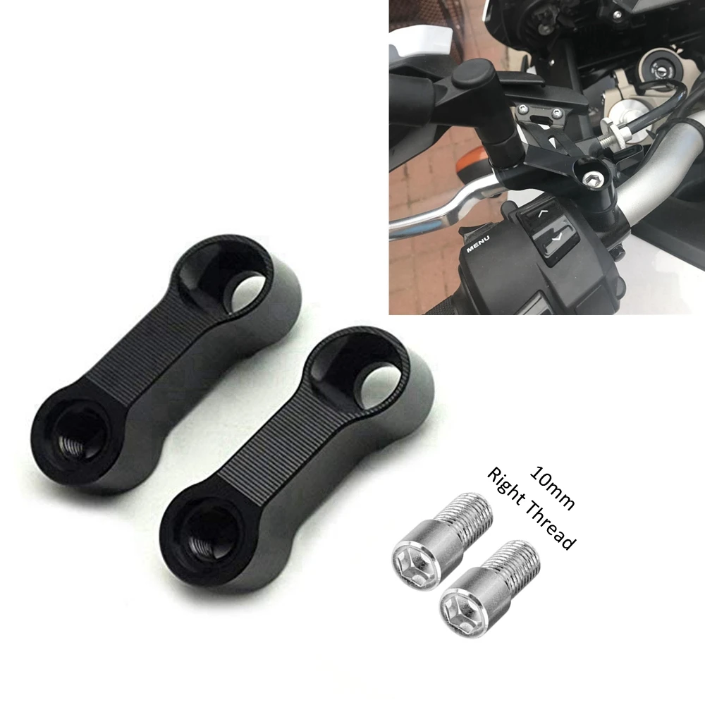 Black Motorcycle Rearview Mirrors Extension Riser Extend Adapter Mirror Extender Adapters Riser Supplies Rear View Base Mirrors