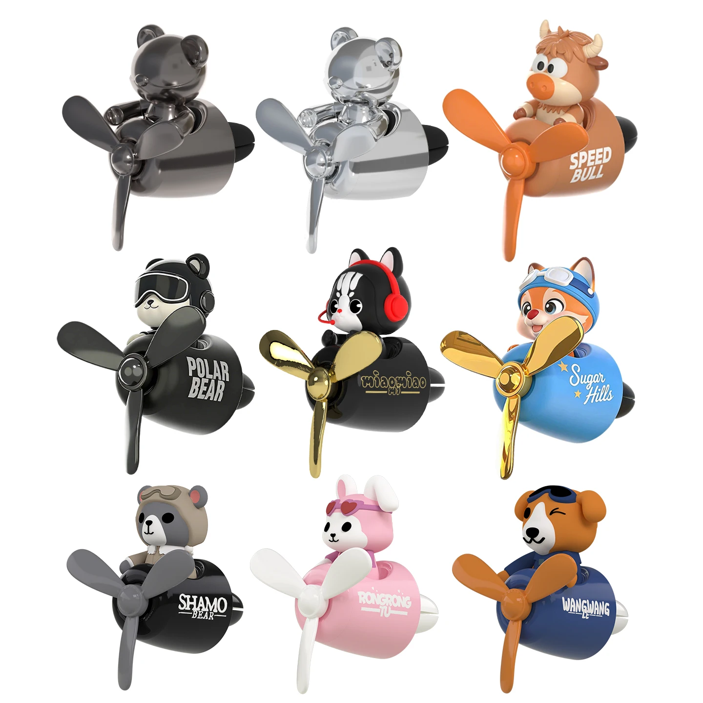 Unscented No Perfume DIY Fragrance Diffuser Cat Pilot Rotate Car Air Freshener Vent Cool Decorations Accessories Plane Ornaments